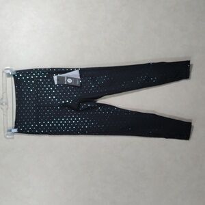 12094 Glyder black w/aqua metallic polka dots leggings M NWT